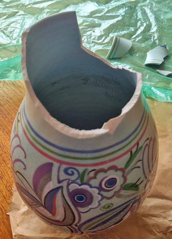 Poole Pottery Vase Restoration - Before